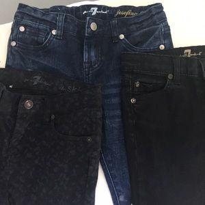 3 pairs of girls 7 for all Mankind jeans size 6